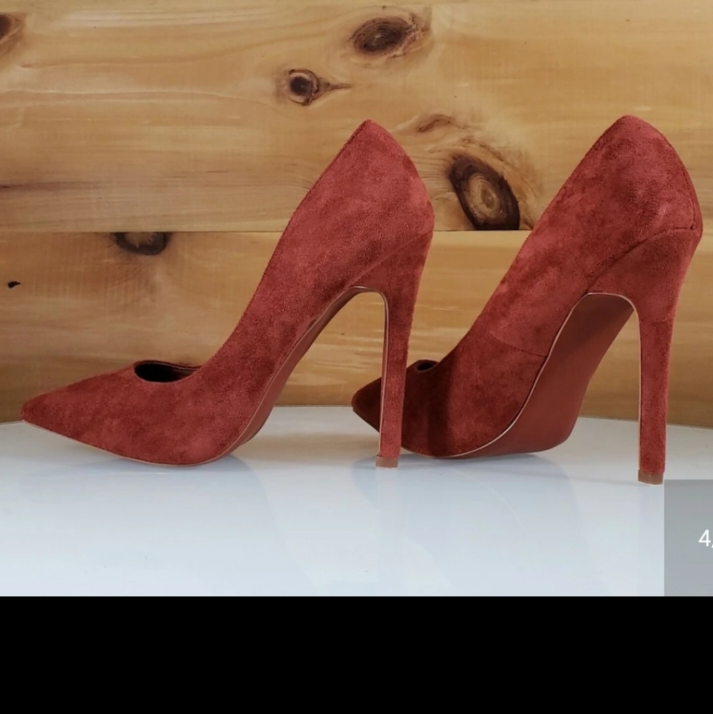 Rust Burnt Orange Suede Pumps Heels 8